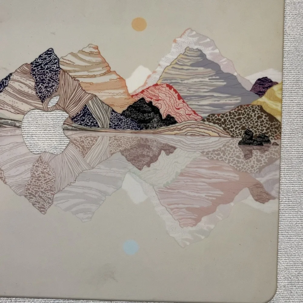 Apple Landscape Painting Laptop Matte Case Hand Draw Mountains Rubberized Cover